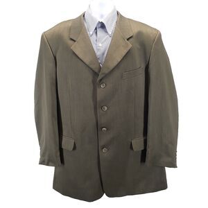 Zandello Mens Sz.46L Sport Coat Blazer Jacket Olive Green 100% Wool 4 Button